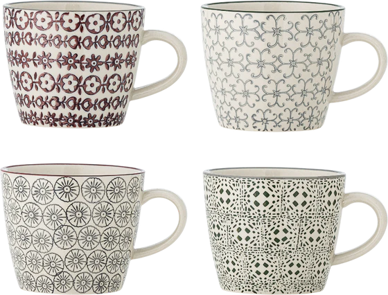 Becherset Steingut Grün Bloomingville Karine – Handgemalt