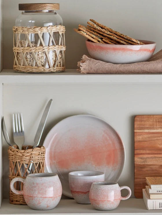 Kaffeetasse Bloomingville Paula Orange Steingut Unikat