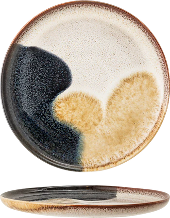 Speiseteller Bloomingville Jules Blau Steingut Unikat 22cm