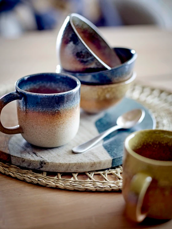 Kaffeetasse Bloomingville Aura Blau Porzellan – Skandinavisch Glasiert