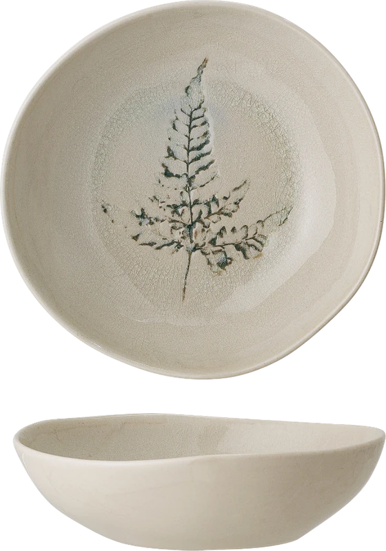 Tiefer Speiseteller Bloomingville Bea Natur Steingut Unikat