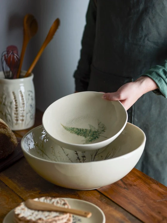 Tiefer Speiseteller Bloomingville Bea Natur Steingut Unikat