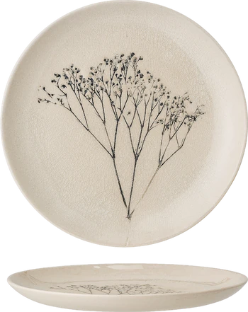 Speiseteller Bloomingville Bea Natur Steingut Unikat Design