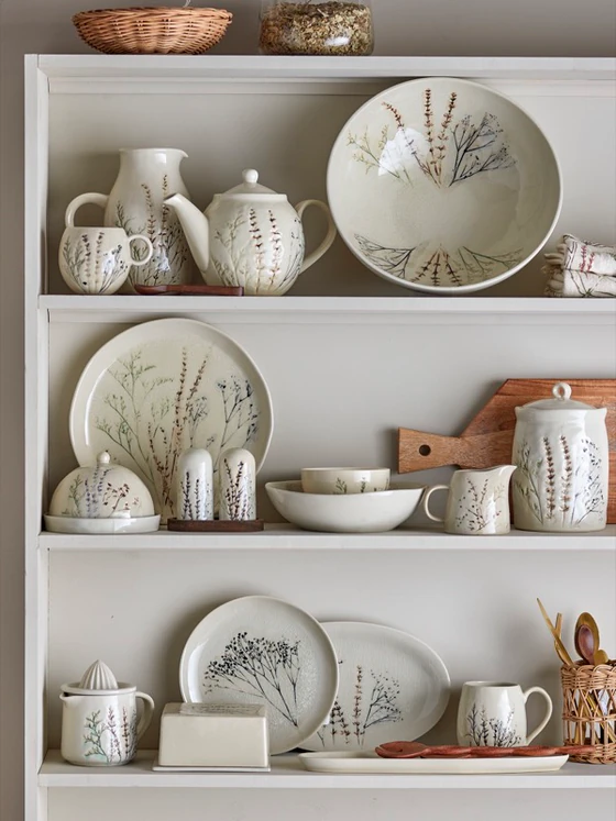 Speiseteller Bloomingville Bea Natur Steingut Unikat Design