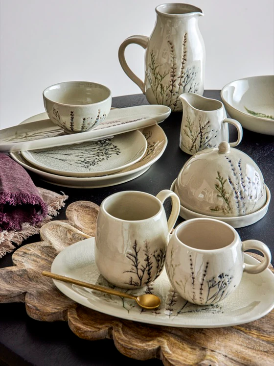 Speiseteller Bloomingville Bea Natur Steingut Unikat Design