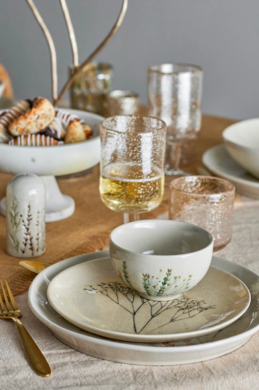 Steingutschale Bloomingville Bea Natur – Handbemalt, Unikat