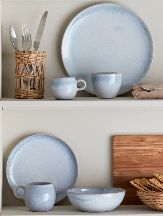 Frühstücksgeschirr-Set Bloomingville Paula Blau Steingut 12tlg