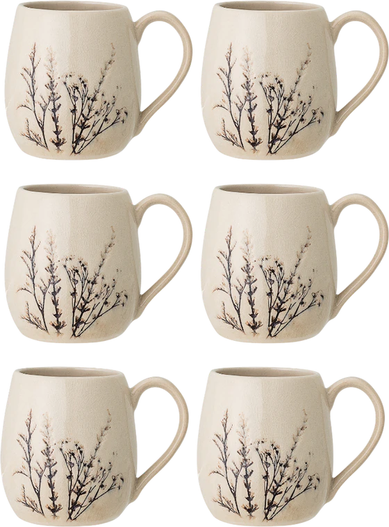 Becher-Set aus Steingut Bloomingville Bea Natur 6er-Set Unikate