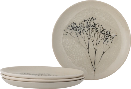 Speiseteller-Set Steingut Bloomingville Bea Natur Craquelé