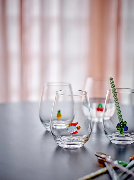 Trinkglas Bloomingville Misa Klar - Handgefertigt Unikat Glas