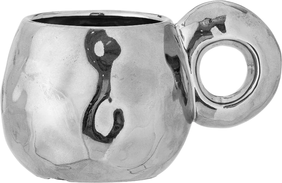 Kaffeetasse aus Steingut Bloomingville Shine Silber – Modernes Design