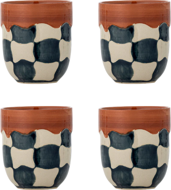 Tassen-Set Steingut Blau Bloomingville – Handbemalt Unikat