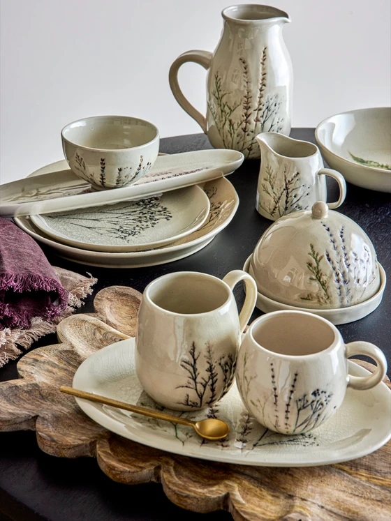 Butterdose Steingut Natur Bloomingville Bea – Unikat mit Krakelier-Glasur