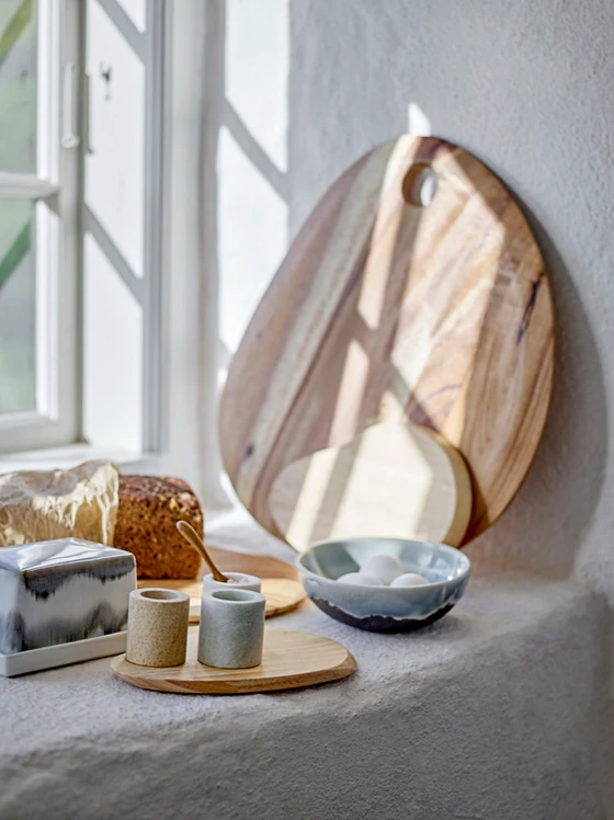 Schneidebrett-Set Bloomingville Gong Natur Gummibaumholz