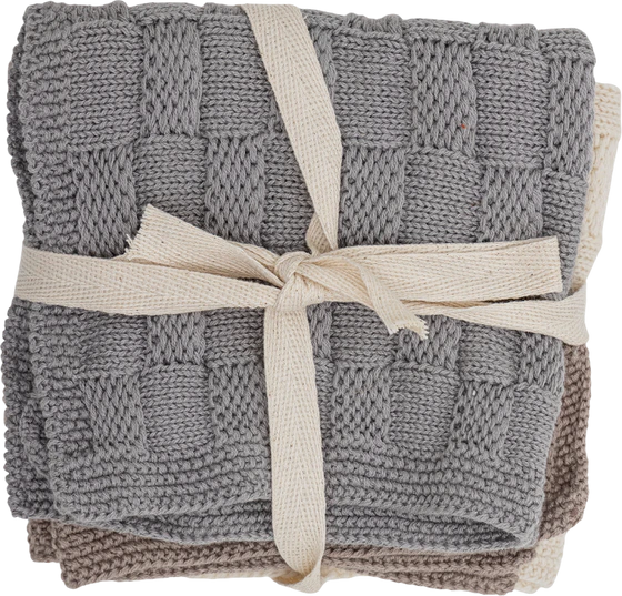 Gestricktes Spültuch-Set Bloomingville Odine Grau Baumwolle