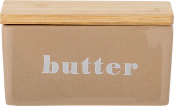 Butterdose Bloomingville Hanyu Braun Steingut Bambusdeckel