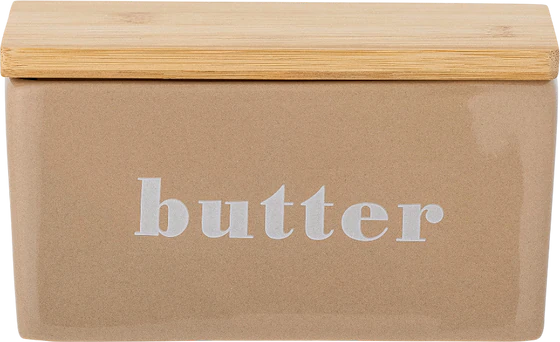 Butterdose Bloomingville Hanyu Braun Steingut Bambusdeckel