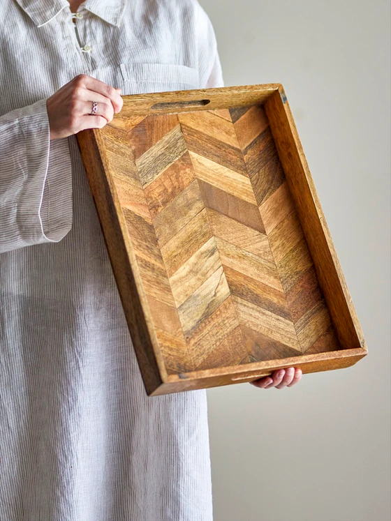 Serviertablett Mangoholz Bloomingville Katalyn Unikat Natur