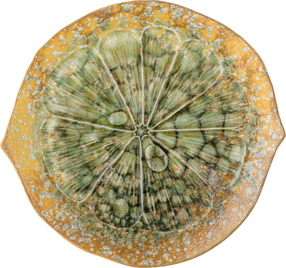 Runde Servierplatte Bloomingville Milani Grün Steinzeug Unikat