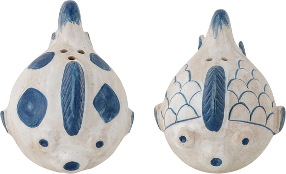 Salz- und Pfefferstreuer-Set Fugu Blau Steingut Bloomingville