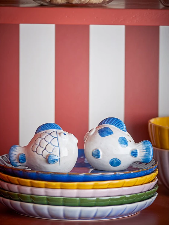 Salz- und Pfefferstreuer-Set Fugu Blau Steingut Bloomingville