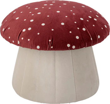 Kinderzimmer-Sitzpouf Bloomingville Lue Rot Polyester – Verspieltes Pilzmuster