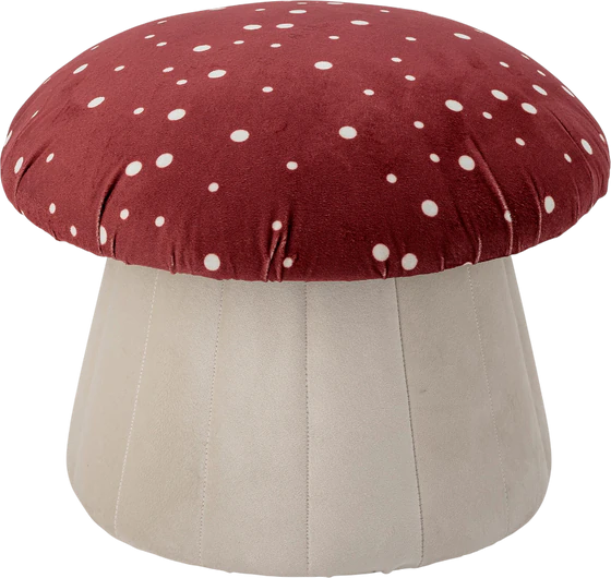 Kinderzimmer-Sitzpouf Bloomingville Lue Rot Polyester – Verspieltes Pilzmuster