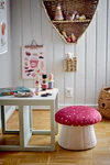 Kinderzimmer-Sitzpouf Bloomingville Lue Rot Polyester – Verspieltes Pilzmuster