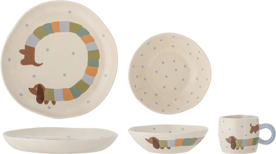Kindergeschirr-Set Bloomingville Charlie Blau Steingut Robust