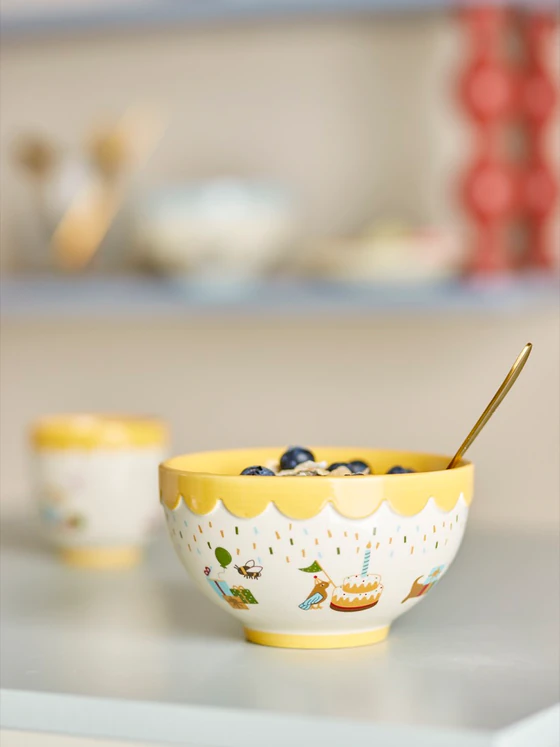 Kinderschale Steingut Bloomingville MINI Celebrate Gelb Unikat