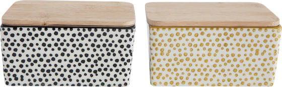 Butterdose mit Deckel Bloomingville Poppy Schwarz Steingut