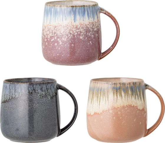 Becher-Set Bloomingville Cloe Rosé Steingut Unikate 3er