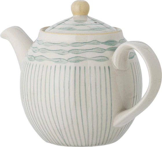 Teekanne aus Steingut Bloomingville Maple Grün – Handbemalt Unikat