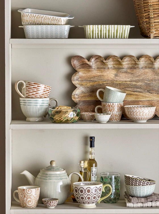 Kaffeetasse Bloomingville Maple Grün Steingut Unikat