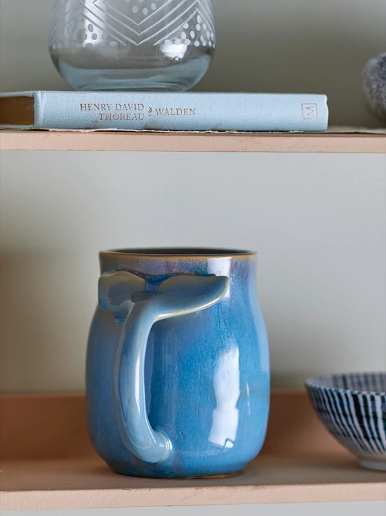 Becher mit Henkel Bloomingville Rinat Blue Steingut Unikat