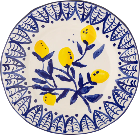 Speiseteller Steingut Maxima Blue Bloomingville – Handbemalt Unikat