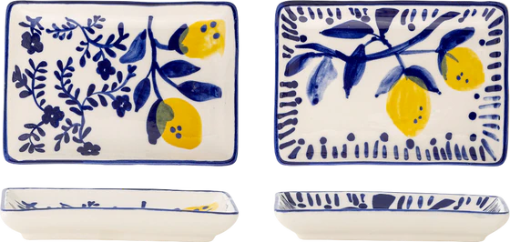 Dessertteller Set Bloomingville Maxima Blau Steingut Unikat