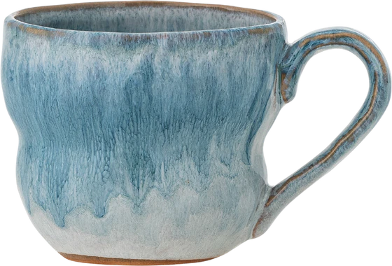 Kaffeetasse Steingut Blau Bloomingville Nara – Unikat-Design