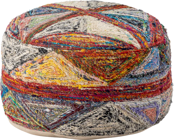 Runder Sitzpouf Bloomingville Torano Rot Baumwolle – Handgenähtes Unikat