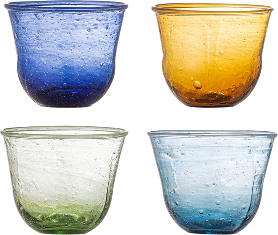 Trinkglas-Set Bloomingville Karu Blau Recycelt 4er Set
