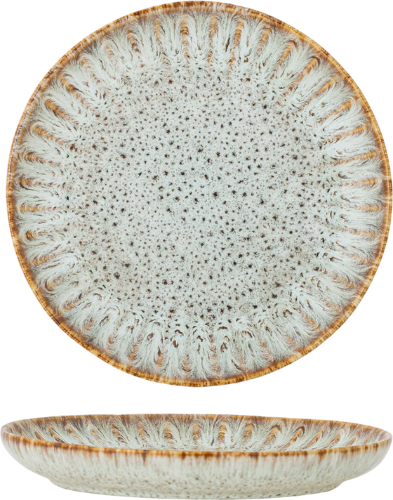 Speiseteller Bloomingville Fleur Natur Steinzeug Unikat 17 cm