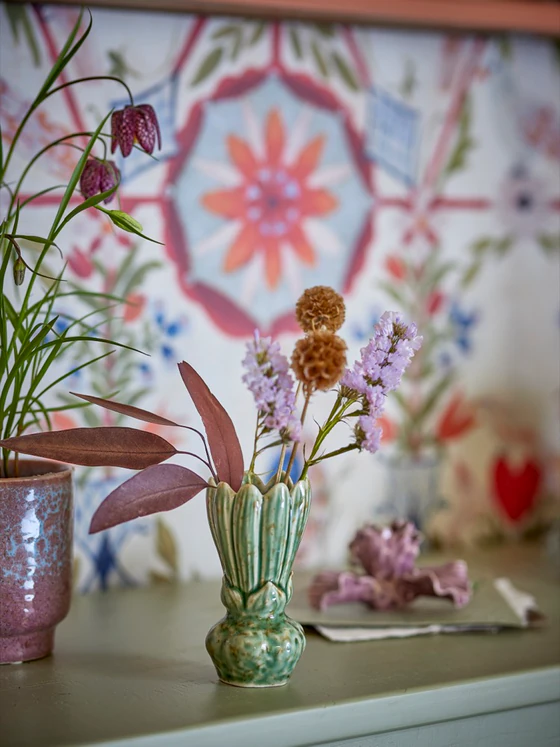 Dekorative Vase Bloomingville Cyrill Grün – Einzigartiges Steinzeug