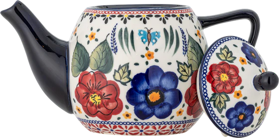 Teekanne mit Sieb Bloomingville Florist Rot Steinzeug Unikat