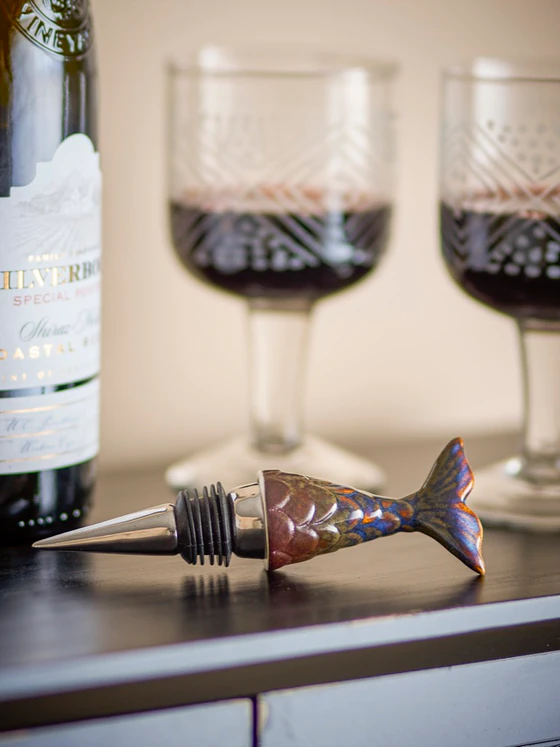 Weinflaschenverschluss Bloomingville Prue Braun – Fischdekor Unikat