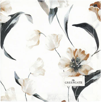 Stoffserviette Greengate Eliana Weiß Floral Baumwolle