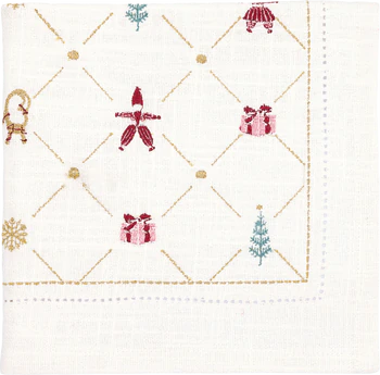 Stoffserviette Greengate Clarina Weiß – 100% Baumwolle Herz-Stickerei