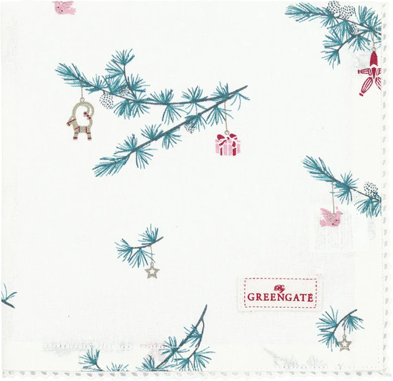 Stoffserviette mit Spitze Greengate Juana Weiß Baumwolle