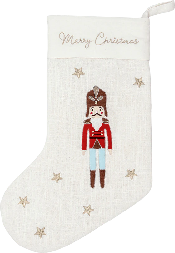 Weihnachtsstrumpf Greengate Nutcracker Weiß Baumwolle