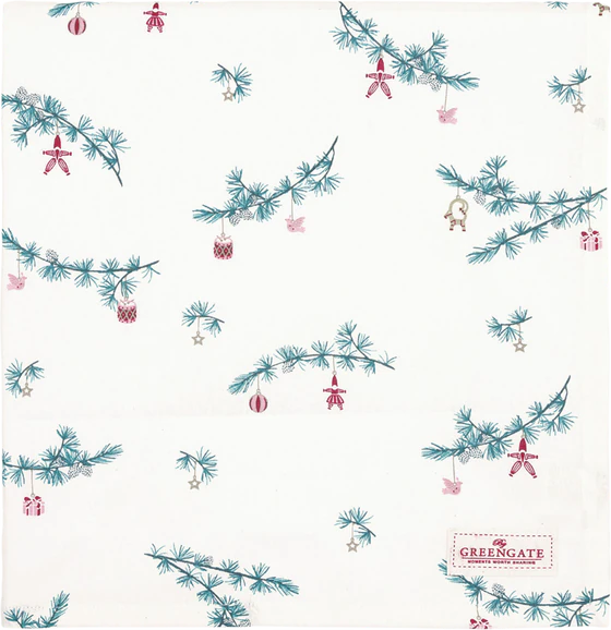 Tischdecke Greengate Juana Weiß 150x150 – 100% Baumwolle