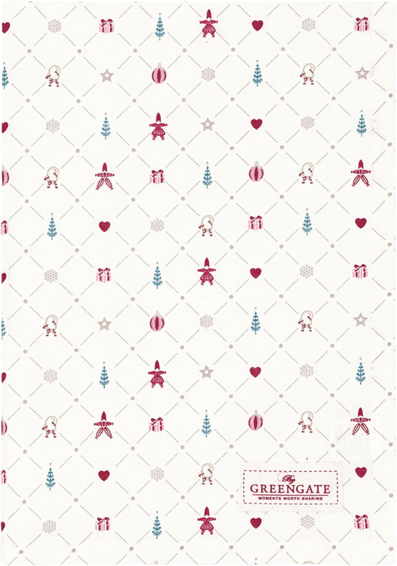 Geschirrtuch Greengate Clarina Weiß Herzmuster Baumwolle